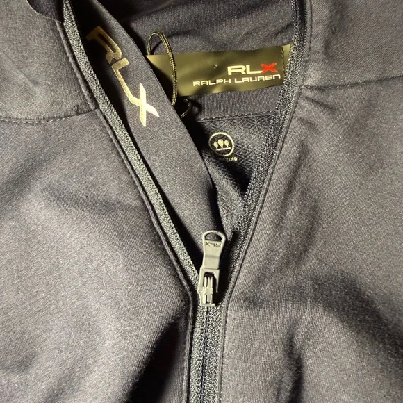 NWT RLX Ralph Lauren Mockneck Techy Terry French Navy Mens L Golf 1/2 Zip $188 - Picture 4 of 8